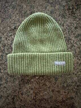 Figs Light Olive Ribbed Cuff Beanie